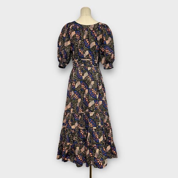 Ulla Johnson Juniper Floral Print Cotton Poplin Midi Dress in Army Green Size 6 - Picture 3 of 9